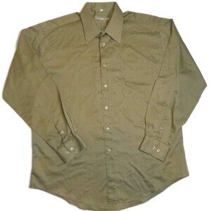 Christopher Lena Mens Button Up Shirt 16.5 34/35‎ Green Stripe Long Sleeve